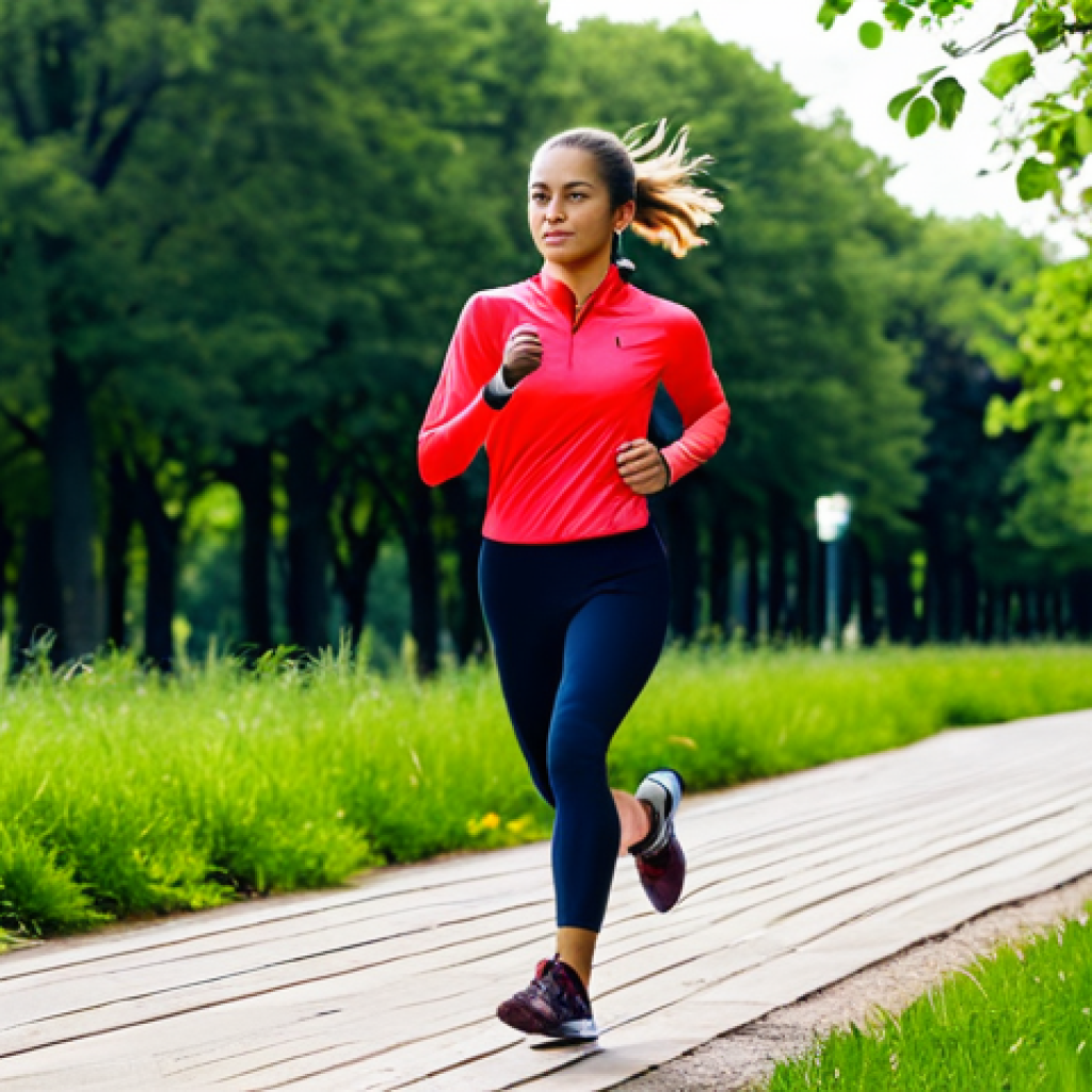 A person wearing a modern smartwatch, fully clothed in workout attire, running on a scenic trail in a park, appropriate content, safe for work, showcasing real-time biometric feedback on the watch face, perfect anatomy, natural pose, professional photography, modest clothing.