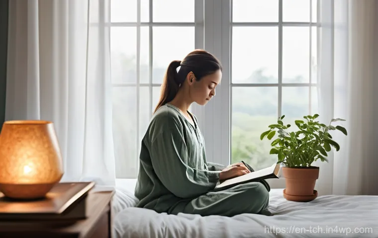 디지털 웰빙을 위한 시간 관리 방법 - **Morning Serenity: A Mindful Start**
A peaceful, sun-drenched bedroom scene at dawn. An adult w...