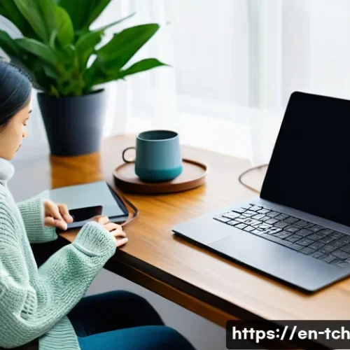 테크노웰빙을 위한 필수 팁 - **Prompt: Digital Sanctuary - Minimalist Workspace**
    A serene, gender-neutral young adult (25-35...